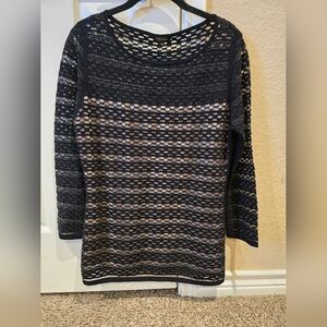 NWT ESCADA Size M Black Striped Mesh Lined Pullover $995